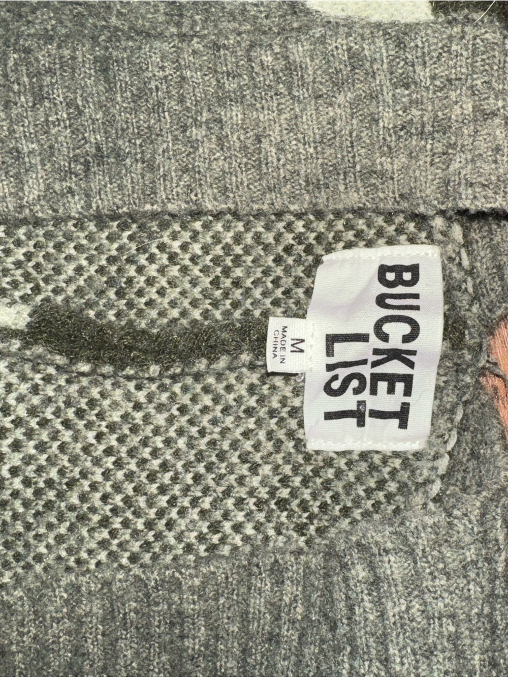Bucket List Camo Knit Sweater - Gray